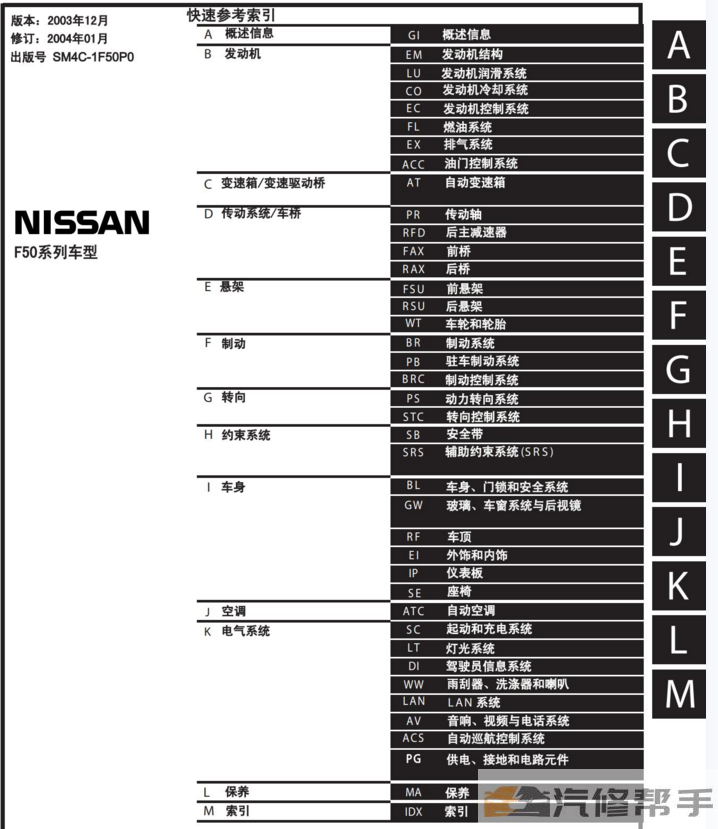 2005年款尼桑日產(chǎn)西瑪F50原廠維修手冊(cè)電路圖線路圖資料下載