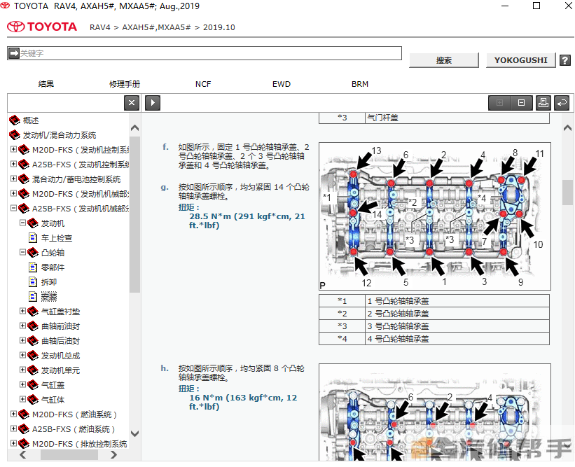 2019年款豐田RAV4 榮放原廠維修手冊電路圖線路圖資料下載