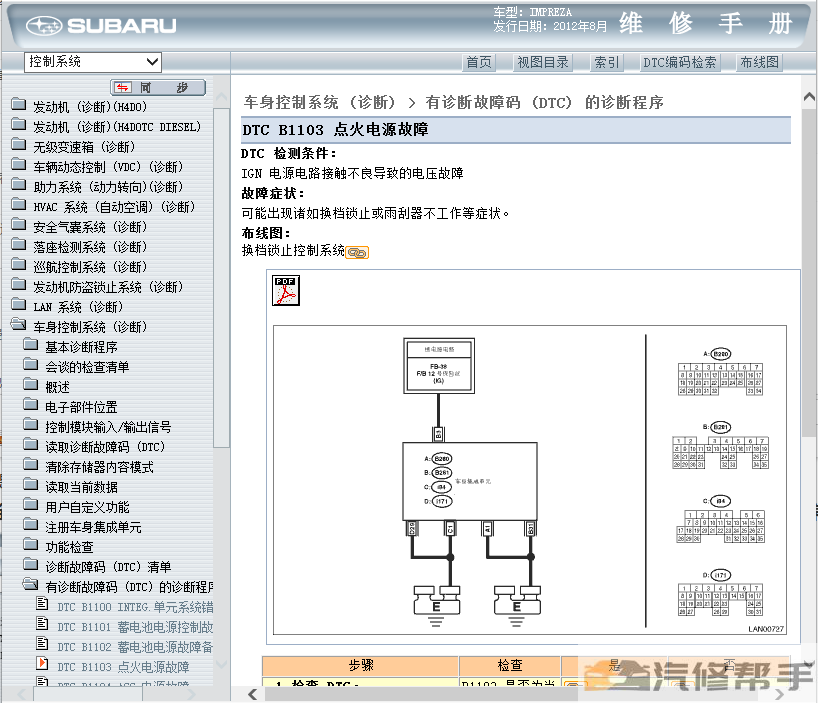 2013年款斯巴魯十代翼豹原廠維修手冊電路圖線路圖資料下載