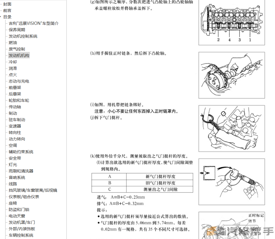 2006年款吉利遠景維修手冊資料下載