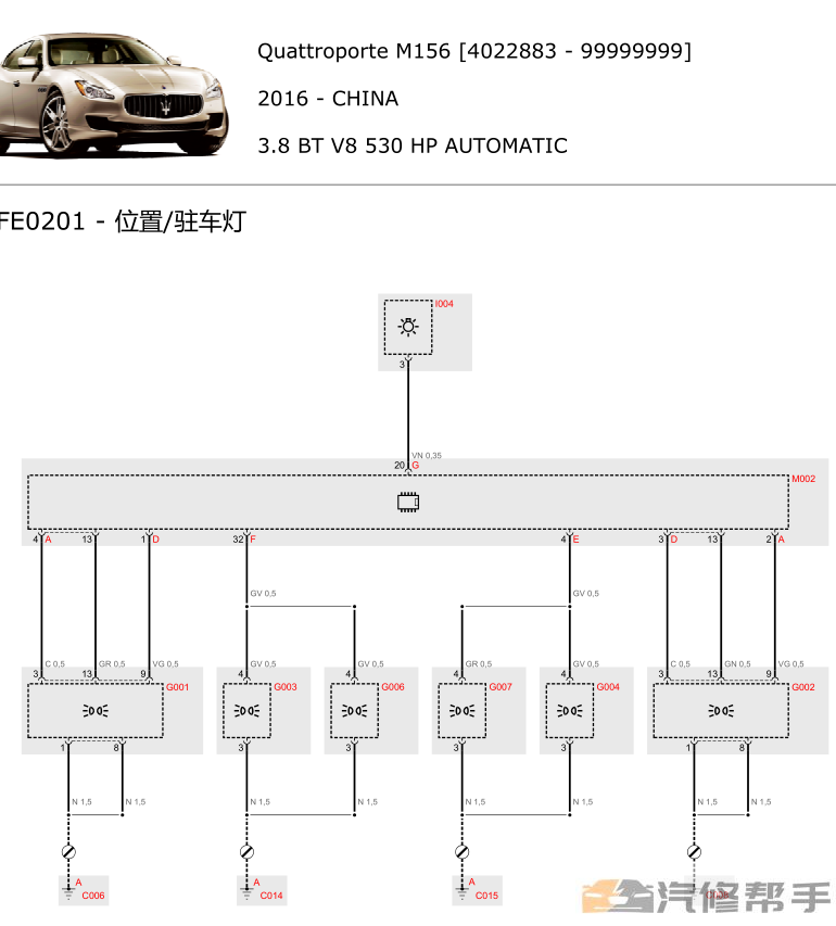 2014-2017年款瑪莎拉蒂總裁GTS 3.8T原廠維修手冊電路圖線路圖資料下載