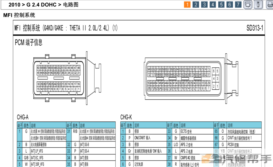 2010年款現(xiàn)代IX35 2.4L原廠電路圖線路圖資料下載