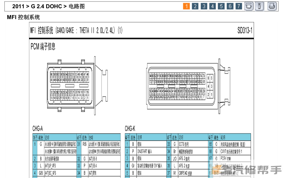 2011年款現(xiàn)代IX35 2.4L原廠電路圖線(xiàn)路圖資料下載