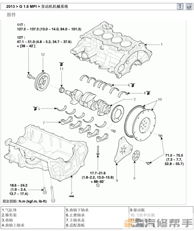 2013年款現(xiàn)代 朗動1.6L維修手冊電路圖線路圖資料下載