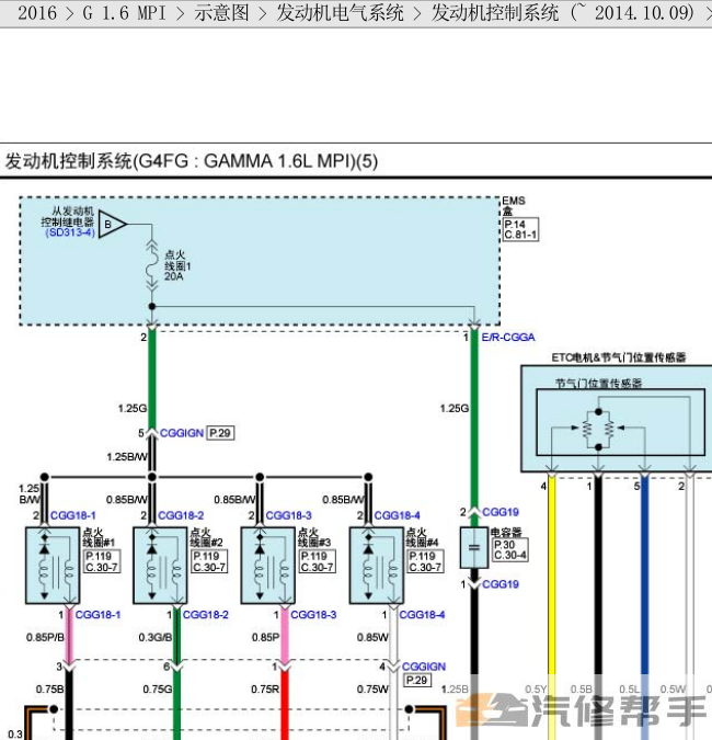 2016年款現(xiàn)代朗動(dòng) 1.6L原廠電路圖線路圖資料下載