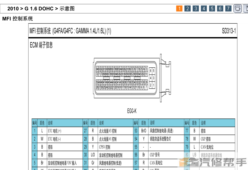 2010年款北京現(xiàn)代瑞納 1.6DOHC原廠電路圖線路圖資料下載