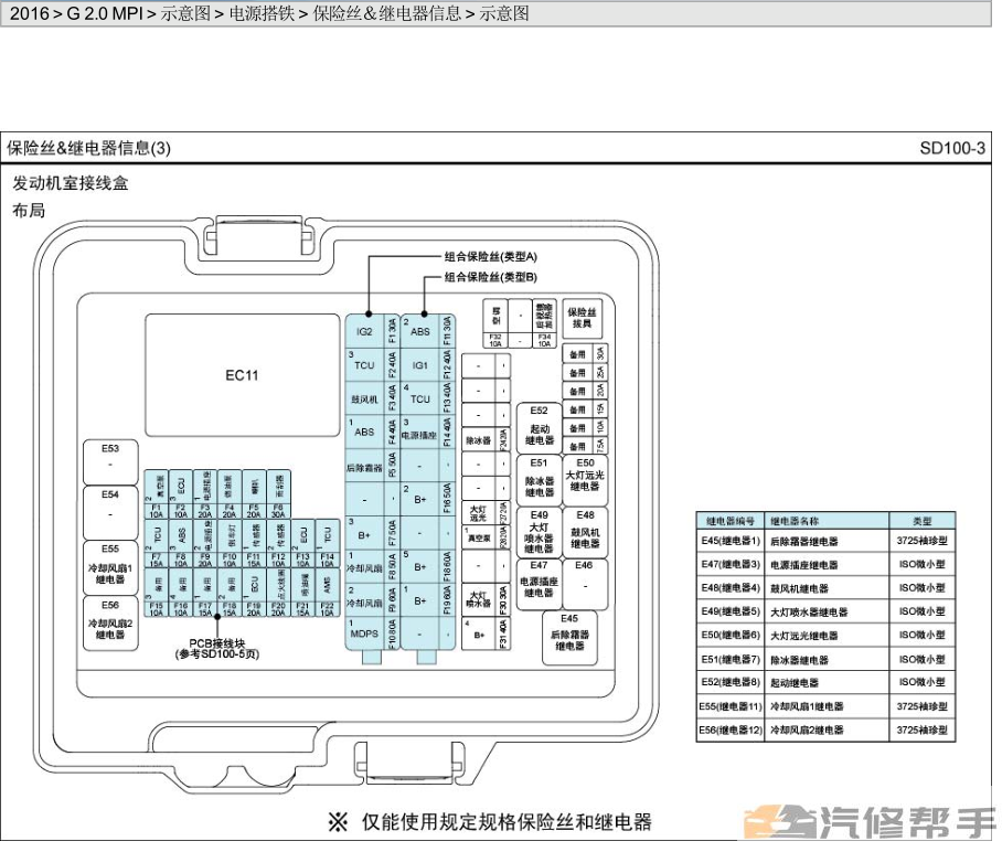 2016年款北京現(xiàn)代索納塔 G2.0MPI原廠維修電路圖線路圖資料下載