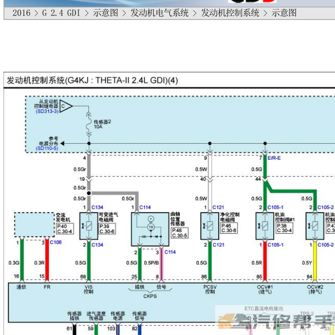 2016年款北京現(xiàn)代索納塔 G2.4MPI原廠維修電路圖線路圖資料下載