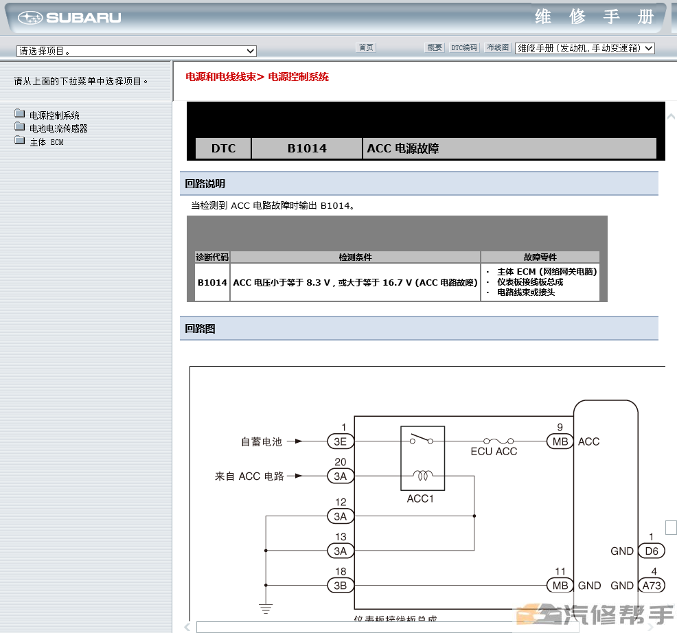 2016 2017年款斯巴魯BRZ原廠維修手冊電路圖線路圖資料下載