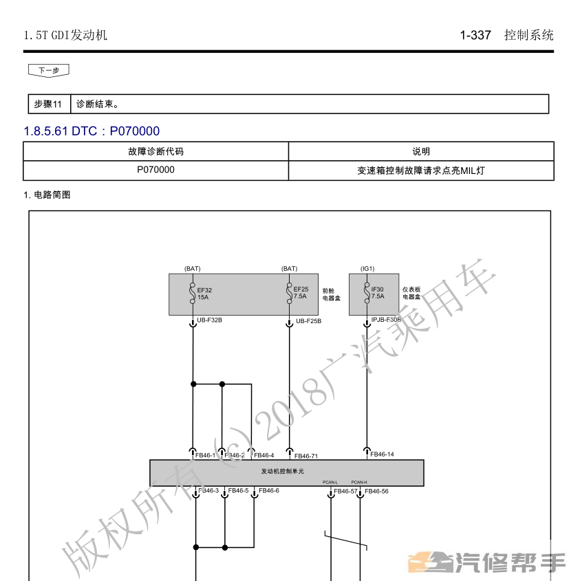 2019年款廣汽傳祺GM6原廠維修手冊電路圖線路圖資料發(fā)動機正時下載