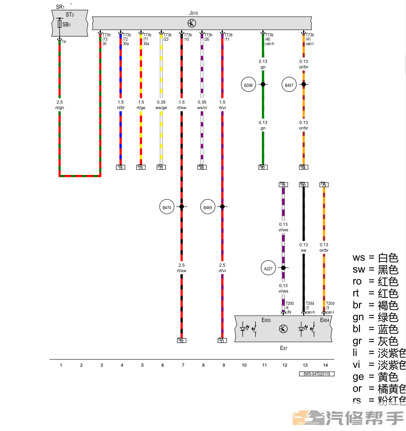 2019年款?yuàn)W迪S4原廠電路圖線路圖接線圖資料下載