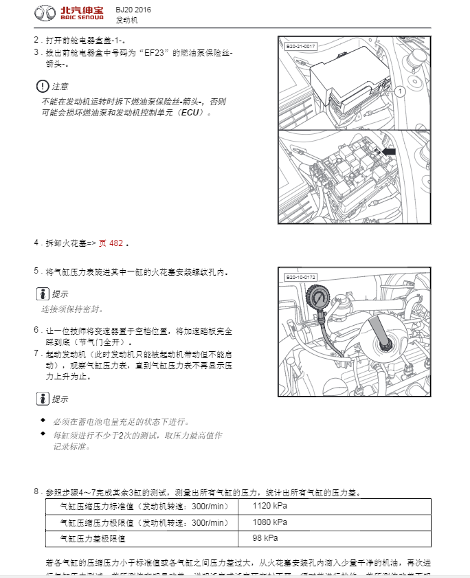 2016年款北汽BJ20修理手冊(cè)