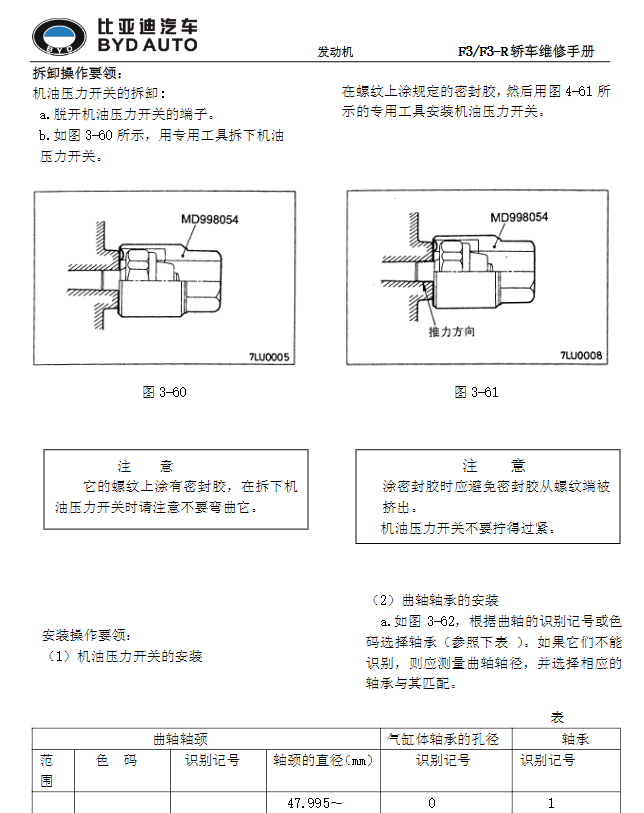 2007年款比亞迪F3維修手冊電路圖資料下載