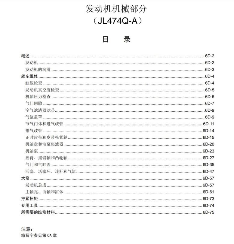 2007年長(zhǎng)安之星維修手冊(cè)大修拆裝資料下載